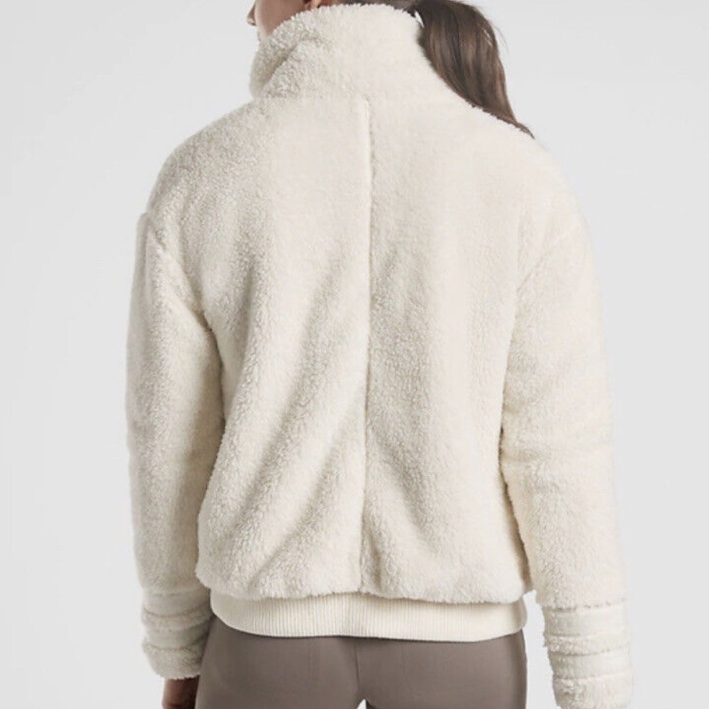 Athleta Willow Fleece Ivory Cozy Soft Full Zip Fuzzy Jacket Size XXS - Picture 13 of 17